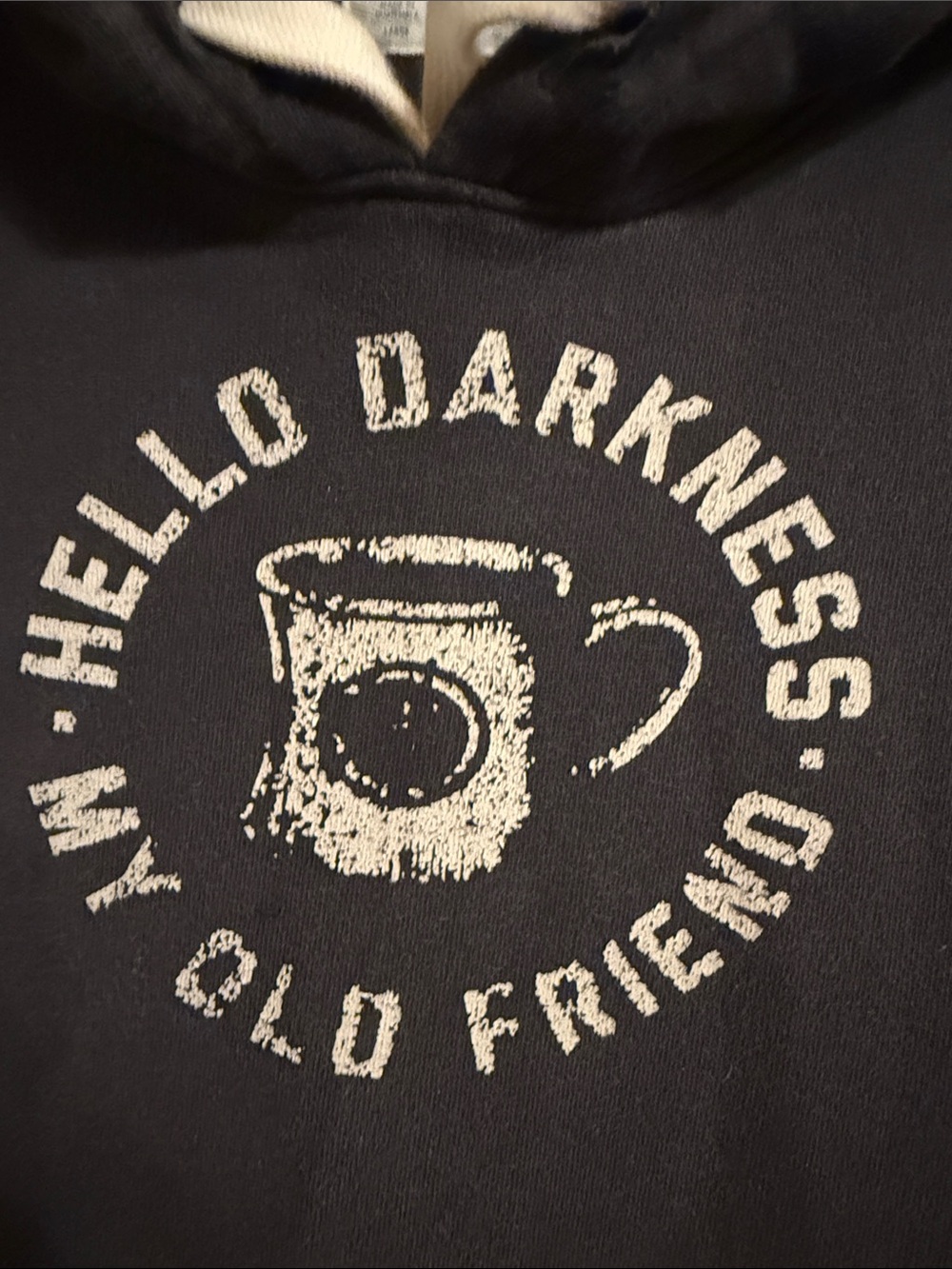 Life is Good "Hello Darkness My Old Friend" Hoodie Washed Black Women’s Sz Large - Picture 2 of 11